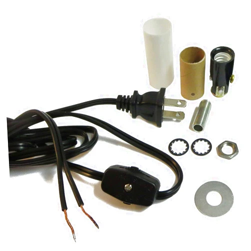 ONIZZBAND Mini-lamp Make-a-Lamp Repair DIY Kit Candelabra Socket 8' Black Cord with Line Switch, M