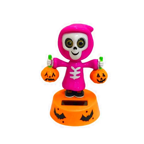 SaiDian 1Pcs Solar Powered Dancing Figurines Ornament Halloween Solar Dancing Figures Skeleton Pumpkin for Car Interior Office Desk Décor