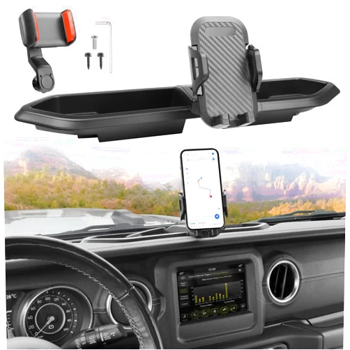 Utiiy Phone Mount Holder Fit for 2018-2023 Jeep Wrangler JL JLU& Gladiator JT Phone Car Mount Multi-Mount Phone Holder Dash System Kit Dashboard Mount Tray Kit for Jeep JL/JT(2018-2023, NO 4XE)
