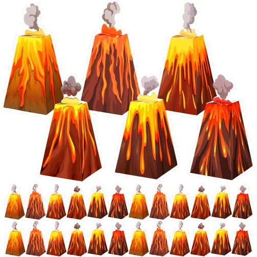 Cholemy 30 Pack Volcano Party Favor Bags Dinosaur Goodie Gifts Boxes 6 Inch Volcano Candy Treat Bag Party Decorations Containers for Birthday Luau Hawaiian Supplies