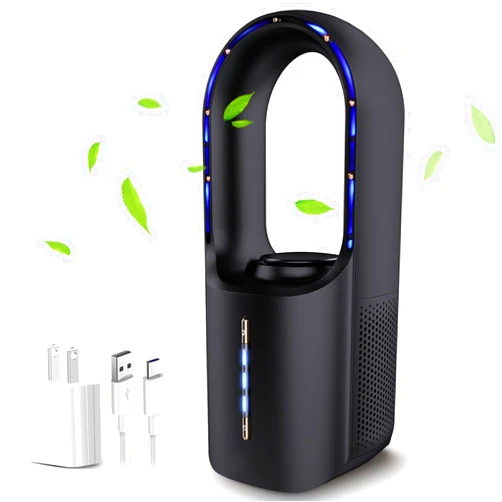 SISMEL Desk Fan Bladeless,Desk Fans Small Quiet 11.8 Inch Small Fan,Personal Fan,Cooling Fan with 3 Wind Speed, LED Light,Desk Fan Small Quiet,Aromatherapy Fan,Table Fan for Home, Office, Bedroom