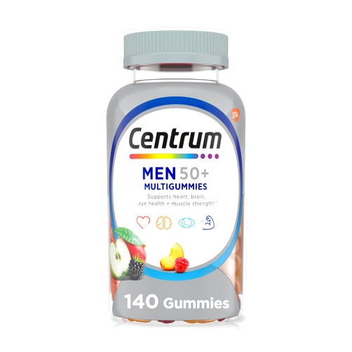 Centrum MultiGummies for Men 50 Plus, Multivitamin/Multimineral Supplement with Vitamins D3, E, B6, and B12, Assorted Fruit Flavor - 140 Count