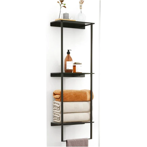 Bethom Towel Storage for Bathroom, 3 Tier Towel Rack with Shelf and Towel Bar, Wall Mounted Towel Racks for Bathroom Towel Storage and Organizer - Matte Black