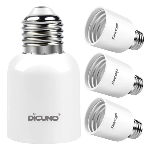DiCUNO E26 to E39 Socket Adapter, Medium E26 to Mogul E39 Screw Base Light Bulb Socket Converter, Maximum 300W, 165℃ Heat Resistant, Pack of 4