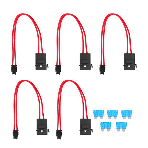 Oumefar 5Pcs Car Fuse Holder Connector, Mini Blade Type Fuse Holder Heavy Duty Wire Extension Won t Drop for Small Space Vehicle ATM 20A 16AWG with 5 (ACD Flat Angle 10.9mm)