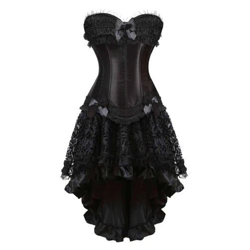 Kranchungel Steampunk Corset Skirt Renaissance Corset Dress for Women Gothic Burlesque Corsets Costumes