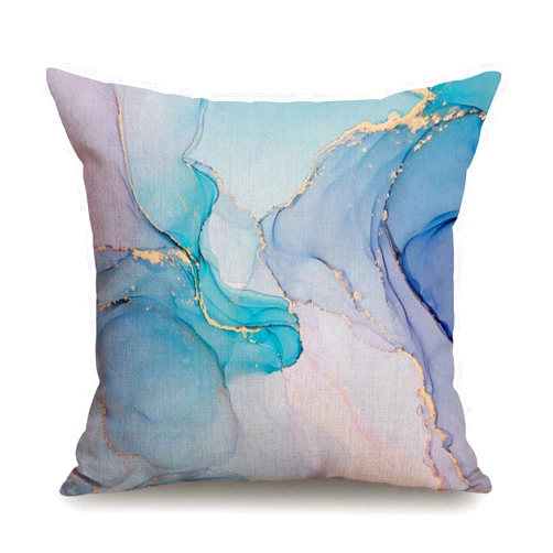 TSSOHU Throw Pillow Cover Blue Marble Decorative Pillow Case Cotton Linen Cushion Cover Decor 18x18 Inch Pillowcase for Home