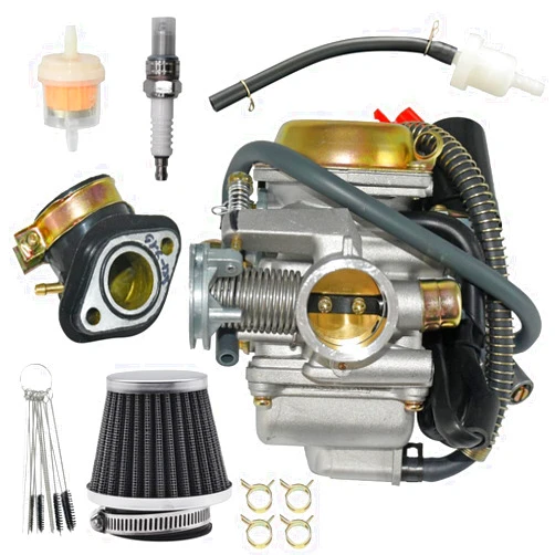 JDLLONG Carburetor for GY6 125cc 150cc Compatible with Scooter Moped ATV Go Kart 4-Stroke 152QMJ 157QMJ Engine 24mm PD24J Carb with Intake Manifold &Air Filter