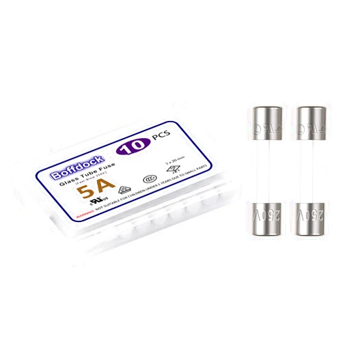 Boffdock F5al250v Glass Fuse 5A 250V Fast Blow Glass Tube Fuses 10Pcs 0.2x0.78 Inch