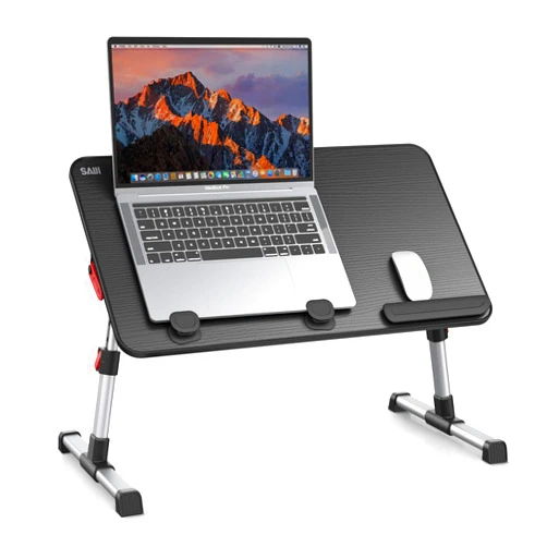 SAIJI Laptop Desk Table, SAIJI Adjustable Laptop Stand, Portable Lap Desks with Foldable Legs, Notebook Standing Breakfast Tray Reading Desk for Sofa Couch Bed Floor (Black,Medium Size)