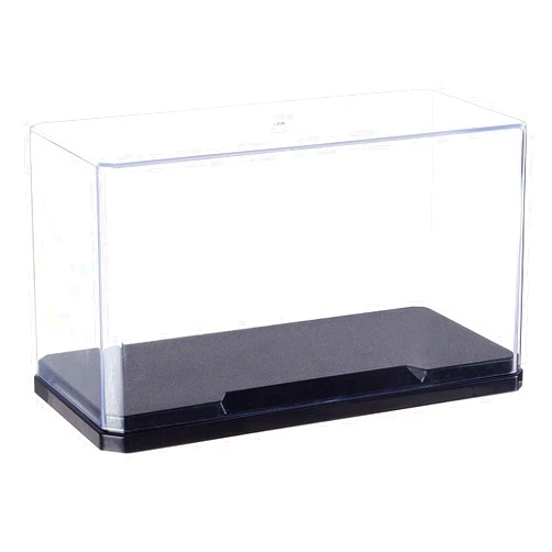 OLYCRAFT Clear Plastic Display Case 7x3.5x4 Inch Display Stand Box Self-Assembl Display Case with Black Base Dust Proof Protection Showcase for Collection Bricks Blocks Models