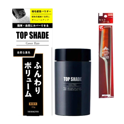 FAIR KANPAI Top Shade Cover Hair For Men (Natural Black) 35g + Tortoiseshell Style Comb