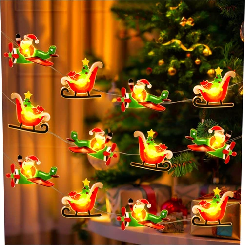 Coquimbo Christmas Lights Indoor Decorations, 10FT 30 LED Christmas Santa Claus Sleigh Christmas Tree String Lights Fairy Lights for Home Decor Xmas Tree Indoor Outdoor Holiday Party Decorations