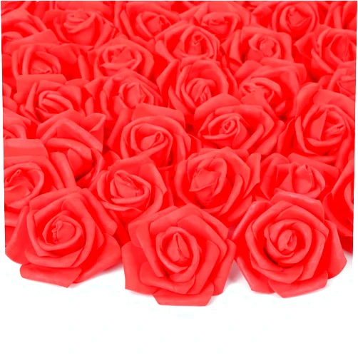 INSUNSIX Artificial Rose Flower Heads, 100pcs Red Foam Rose Artificial Flower Heads for DIY Wedding Bouquets Centerpieces Arrangements Party Baby Shower Home Decor (Stemless, Red)