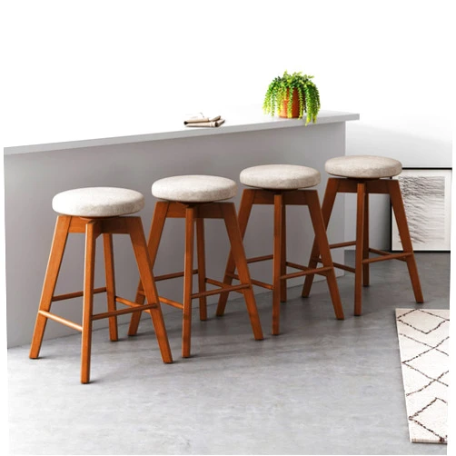 Nathan James Amalia Backless Kitchen Counter Height Bar Stool, Solid Wood with 360 Swivel Seat Antique Coffee/Natural Wheat, Set of 4
