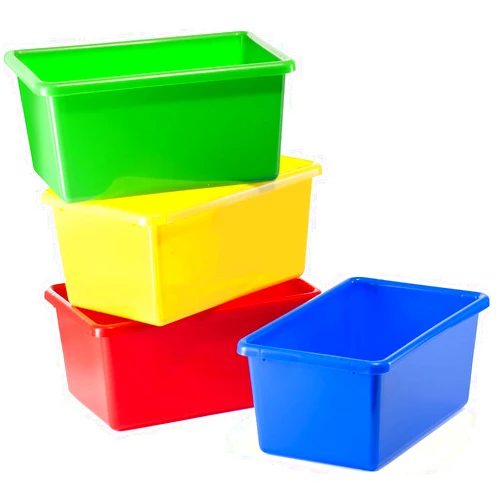 Prextex Toy Plastic Storage Bins - Pack of 4 Containers | Storage Box For Closet Organizers, Classroom Toy Bin, File Organizer, Craft Storage