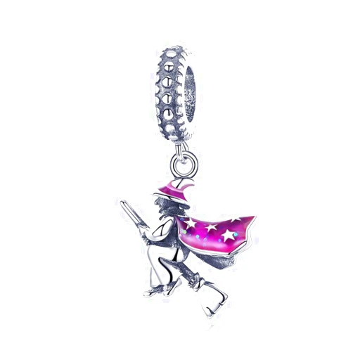 LeeFeel European Magic Witch Pendant Charms Dangle Charms for Halloween Christmas Jewelry Gifts