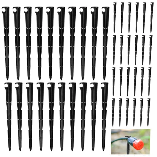 Briwooody 100 Pcs Plastic Irrigation Drip Support Stakes 1/4
