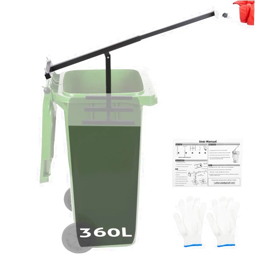 WICHEMI Manual Trash Compactor, Touchless Trash Can Compactor For Kitchen, Manual Waste Bin Compactor for 120-360L Wheelie Bins, Rust-Resistant Iron Construction, With Gloves