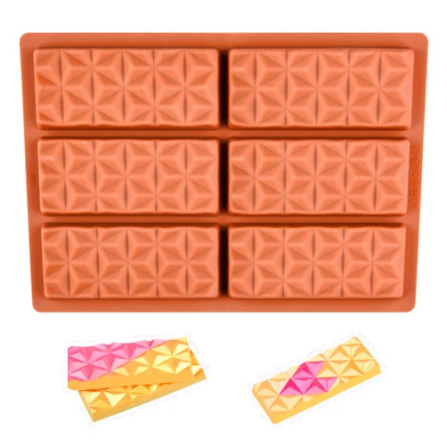 Fimary 1 Pc Chocolate Bar Mold Deep Dubai Break Apart Candy Molds Thick Stuffed Silicone Molds for Filling Knafeh Pistachio Chocolate Bar and Wax Melts Large (Pyramid Shape)