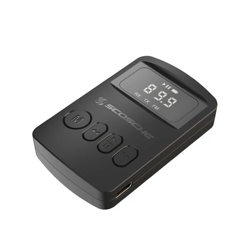 Scosche BTTRFM-SP1 Portable Bluetooth Transmitter/Receiver, FM Transmitter and Wireless Audio Receiver for TV, Headphones, Home/Car Stereo, Airplane Entertainment and more, up to 7 Hour Battery Life