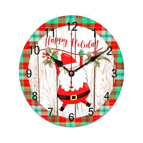 WengBeauty Christmas Wall Clock, 12 Inch Christmas Tree Santa Snowflake Silent Non-Ticking Clock Art Battery Operated Quartz Decor for The Kitchen Living Room Bedroom Office Home School