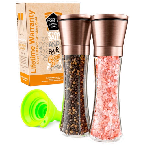 HOME EC Original Copper Salt and Pepper Grinder Set - Adjustable Copper Salt Grinder & Copper Pepper Grinder - Copper Salt and Pepper Shakers set - Copper Pepper Mill & Copper Salt Mill