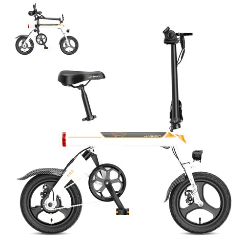 Jasion EB3 Electric Bike for Adults 21mph Folding Adults Electric Bicycles, 350W Brushless Motor, 36V 7.5Ah Battery, Center Suspension, 3 Levels Assist, 14
