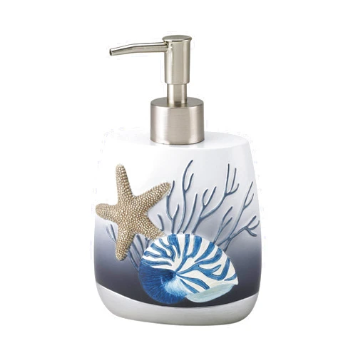 Avanti Linens - Soap Dispenser/Lotion Pump, Resin Countertop Accessories, Oceanscape Inspired Bathroom Decor (Blue Lagoon Collection)