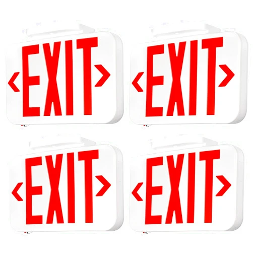 TORCHSTAR LED Exit Sign, Emergency Exit Light with Battery Backup, Double Face, UL 924, AC 120/277V, Damp Location, Hardwired Red Letter Exit Lights for Business, Pack of 4