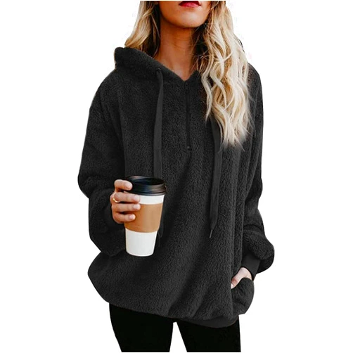 Yanekop Womens Hoodies Sherpa Pullover Sweater Fuzzy Fleece Sweatshirt Oversized Hoodie Cozy Outerwear with Pockets