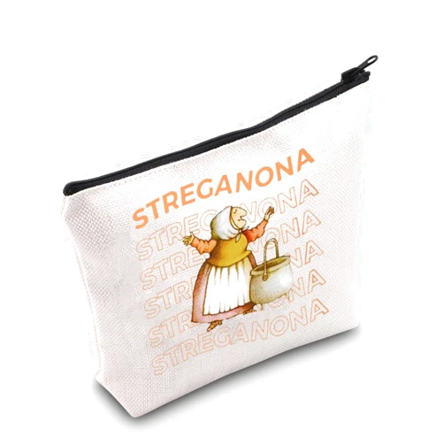 WCGXKO Witch Book Gift Magic Book Lover Gift Streganona Makeup Bag Witchy Lover Gift Cosmetic Pouch (Streganona)