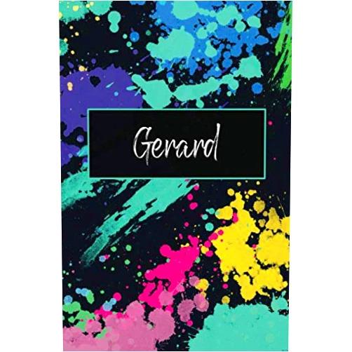 Shine Gold Name Notebooks Gerard: Paint Splatter Personalized Name Journal/Notebook/Diary - Lined 6 x 9-inch size with 120 pages