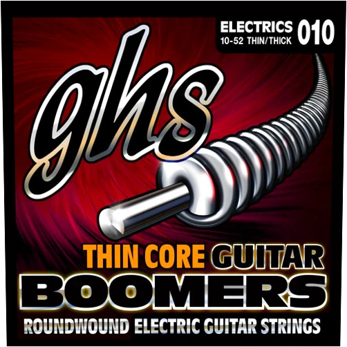 GHS Strings TC-GBTNT Thin Core Boomers, Nickel-Plated Electric Guitar Strings, Thick n' Thin (.010-.052)