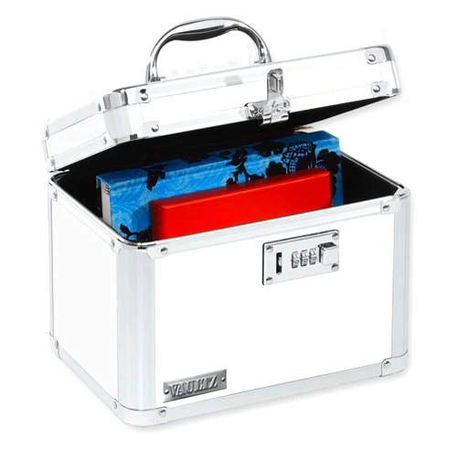 Vaultz Combination Lock Box - 7.25 x 10 x 7.75 Inch Safe Boxes for Money, Documents & Medicine - White