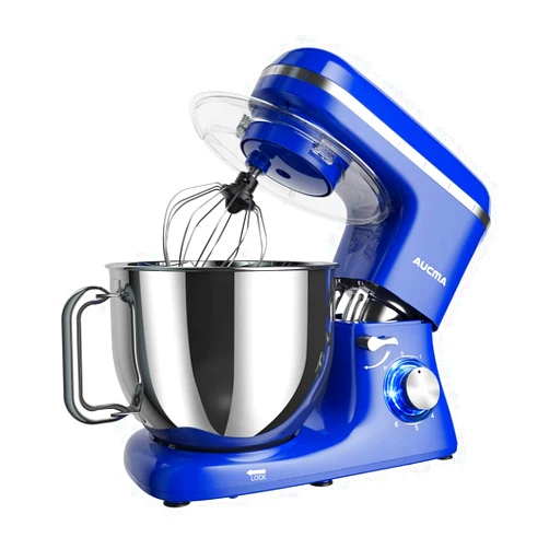 Aucma Stand Mixer,7.4QT 6-Speed Tilt-Head Food Mixer, Electric Kitchen Mixer with Dough Hook, Wire Whip & Beater (Royal Blue, 7.4QT)