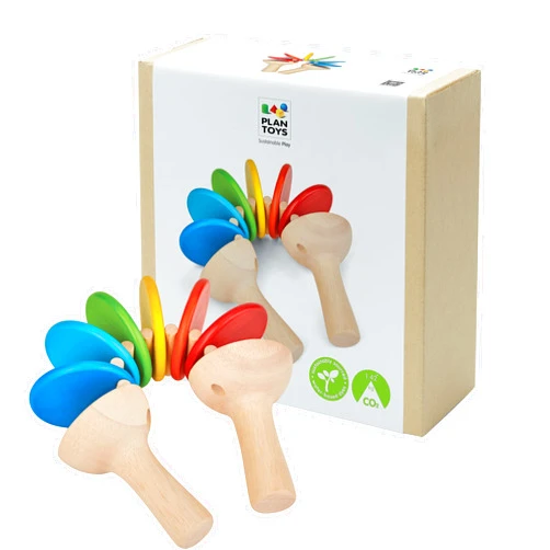 PlanToys Wooden Clatter Toy Percussion Musical Instrument (6413) | Sustainably Made from Rubberwood and Non-Toxic Paints and Dyes