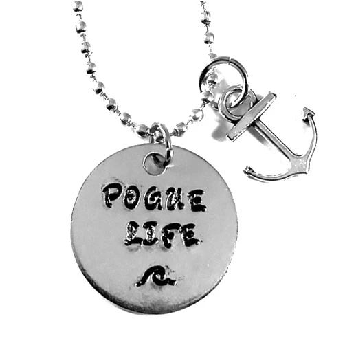 The Spider's Parlor Pogue Life Outerbanks Hand Stamped Aluminum Necklace with Anchor Charm