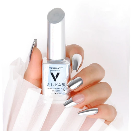 Hacaus 15ML Mirror Metal Gel Polish Metallic Silver Chrome Gel Nail Polish Upgrade Pignment Glossy Painted Nail Gel Soak Off Painting Drawing UV Gel Nail Art Design