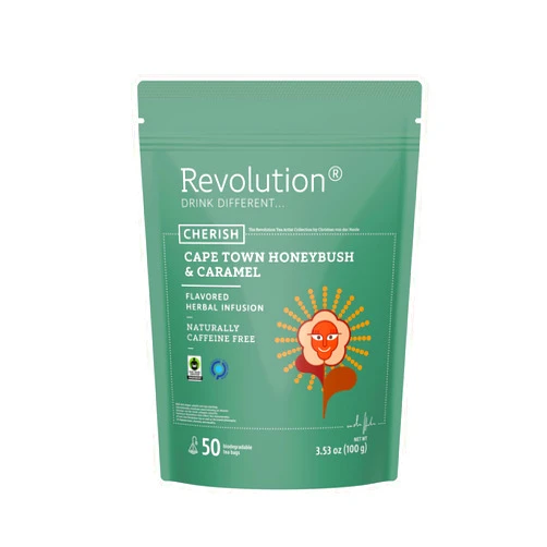 REVOLUTION TEA® Honeybush Caramel [THE ORIGINAL] – Cape Town Honeybush & Caramel Rooibos Tea – Premium Full Leaf Tea – Biodegradable Infuser Tea Bags – Flavored Herbal Tea – Naturally Caffeine Free – 50 Bags