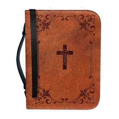 Qznuberone Bible Cover with Handle and Zipper,Sturdy Durable Bible Carrying Case with Pen Holder for Men Women,Classic Church Bible Storage Bags,Bible Study Supplies