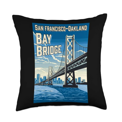 Presto California Bay Area San Francisco Oakland San Francisco-Oakland Bay Bridge Northern California Throw Pillow