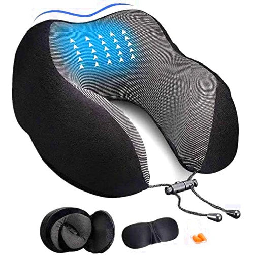 Generic Adof_ys Travel Pillow Premium Memory Foam, Comfortable & Supportive Neck Pillow, Pain Relief Sleeping Neck Pillows for Travel, Airplane Pillow for Sleeping Airplane, Car, Office and Home