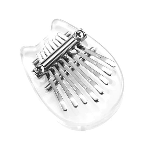 TREELF 8 Key Mini Kalimba Thumb Piano Finger Percussion Keyboard Mini kalimba key ring (Crystal cat shape)