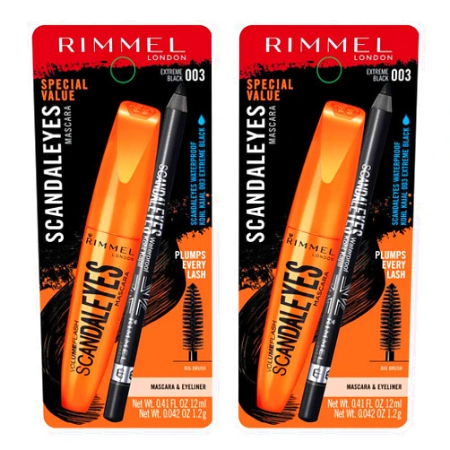Rimmel Scandaleyes Mascara With Scandaleyes Waterproof Kohl Kajal Liner, Extreme Black, 0.41 Fl Oz (12 ml), Pack of 2