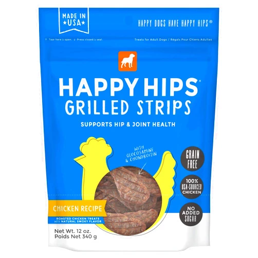 Happy Hips & Joint, Grilled Strips, Grain Free Dog Treats, Glucosamine & Chondroitin, Chicken 12Oz