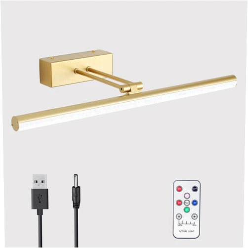 HOWMZON Battery Operated Picture Light,5200mAh Picture Lights for Wall with Remote,16 inch Art Light for Paintings, Gallery Lighting for Photo,Mirror,Artwork Frame,Portrait(Gold)