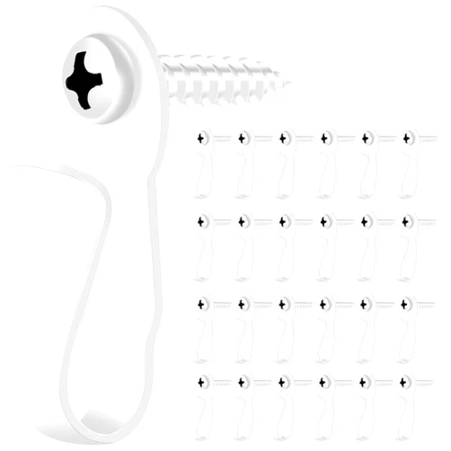 DINGEE 24 Pack Light Hanger Hooks,White Stainless Steel Screw in Hooks for Outdoor String Lights,Christmas Light Hooks,Small Screw Hooks for Patio Light,Plants,Wind Chimes