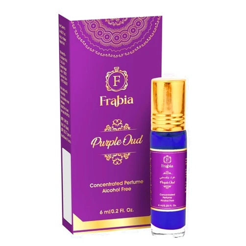 Frabia Purple Oud Attar Perfume Oil Roll On for Men and Women | Bergamot, Fresh, Citrus and Melon Fruit Fragrance Notes | 12 Hrs Long Lasting, Alcohol Free | Ideal for Gift | 6ml