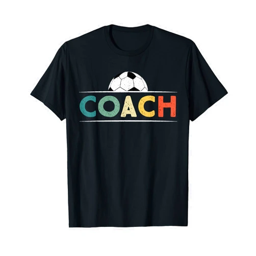 Soccer Coach Sport Lover Staff Apparel Soccer Coach Gifts Funny Retro Vintage Soccer Ball Coaching T-Shirt